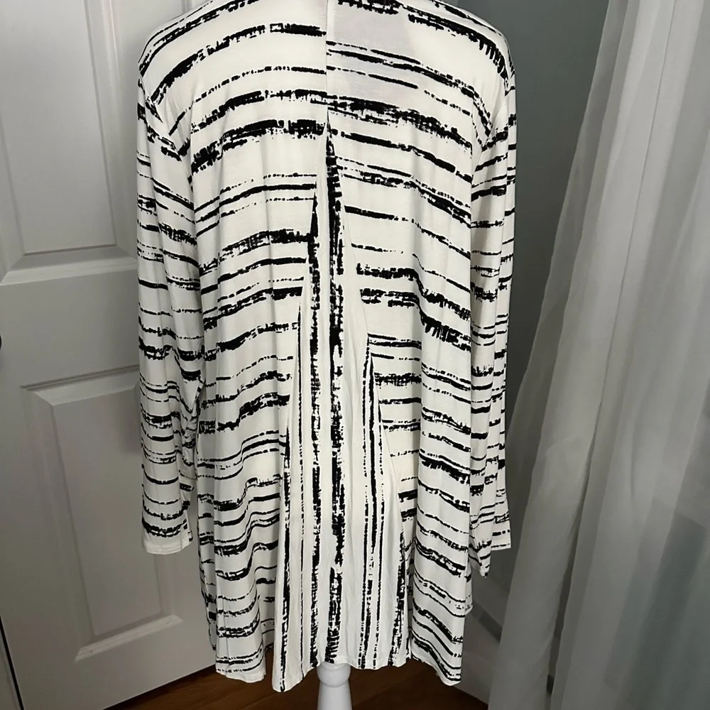 Women’s HABITAT Black-White Striped Jerseyy Cardigan -SZ XL. NWT